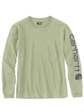 Carhartt Women’s Loose Fit Heavyweight Long Sleeve Sagebrush Green Logo Tee 2XL
